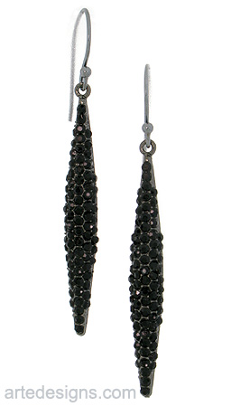 Black Crystal Dipped Spike Earrings
