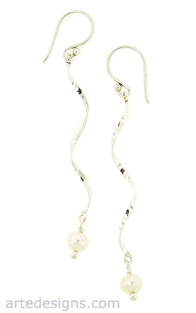 Swirly White Pearl Earrings
