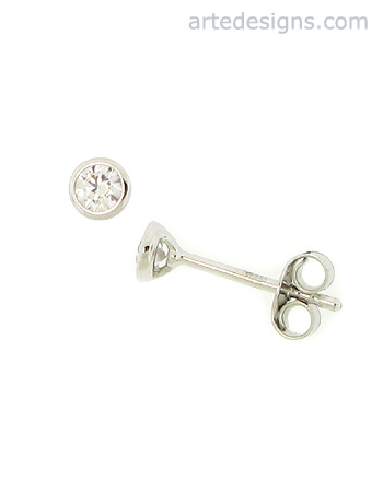 Tiny Sterling Silver CZ Post Earrings
