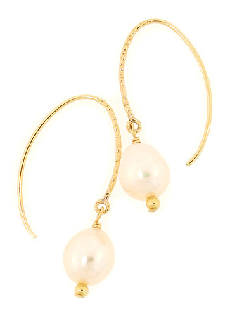 Gold Textured Pearl Earrings
