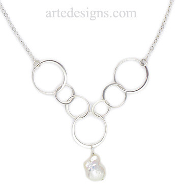 Butterfly Pearl Multi-Circle Necklace
