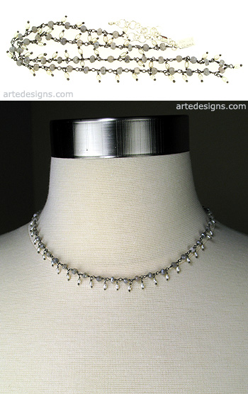 Labradorite with Mini Pearl Necklace

