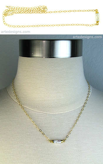 Cylindrical Biwa Pearl Necklace
