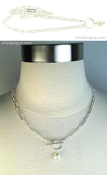 Sterling Silver Toggle Pearl Necklace
