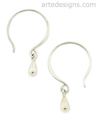 Mini Sterling Silver Round Drop Earrings 	
