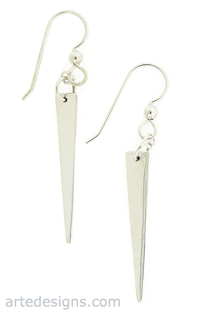 Long Sterling Silver Flat Triangle Earrings
