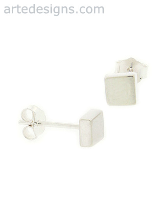 Tiny Sterling Silver Square Stud Earrings
