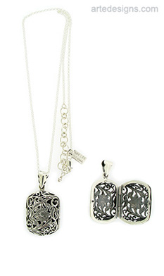 Floral Filigree Sterling Silver Scent Locket with Chain
