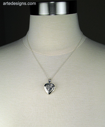 Double Heart Sterling Silver Locket Pendant with Chain
