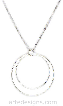 Large Double Circle Sterling Silver Necklace
