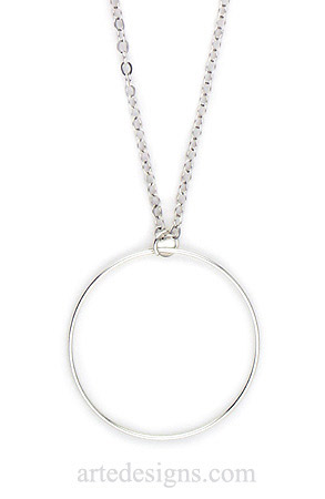Large Sterling Circle Solitaire Necklace
