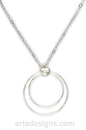 Small Double Circle Sterling Silver Necklace
