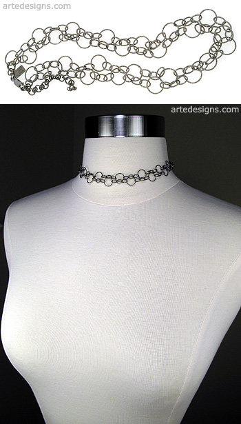 Double Strand Sparkly Textured Choker
