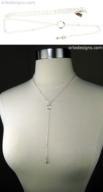 Hammered Sterling Silver Lariat Necklace
