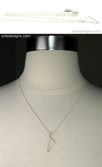 Sterling Silver Geometric Triangle Necklace

