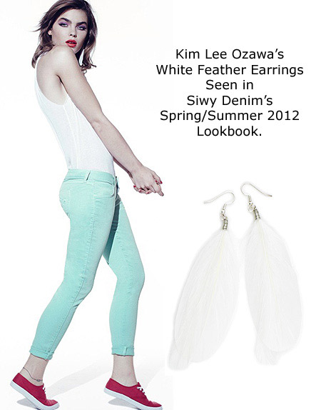 White Feather Earrings by Kim Lee Ozawa